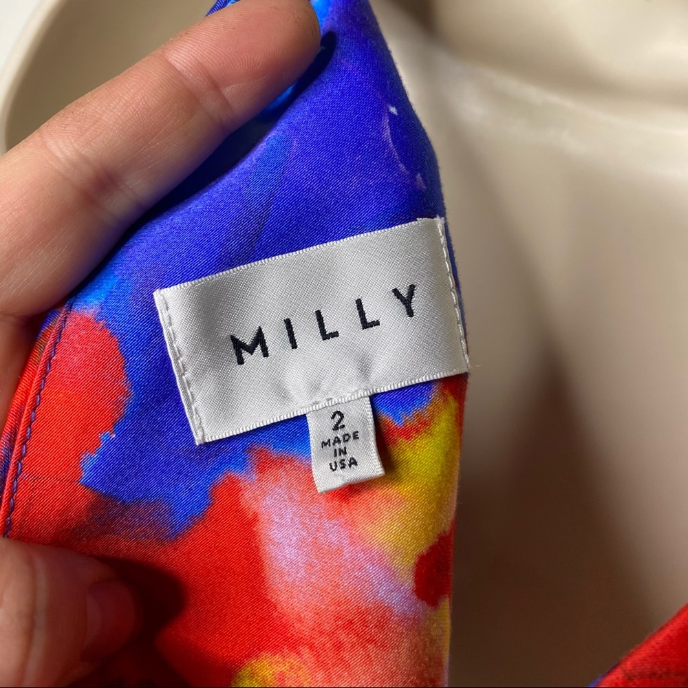 Milly watercolor mini dress with cut out details 2 - Picture 8 of 9